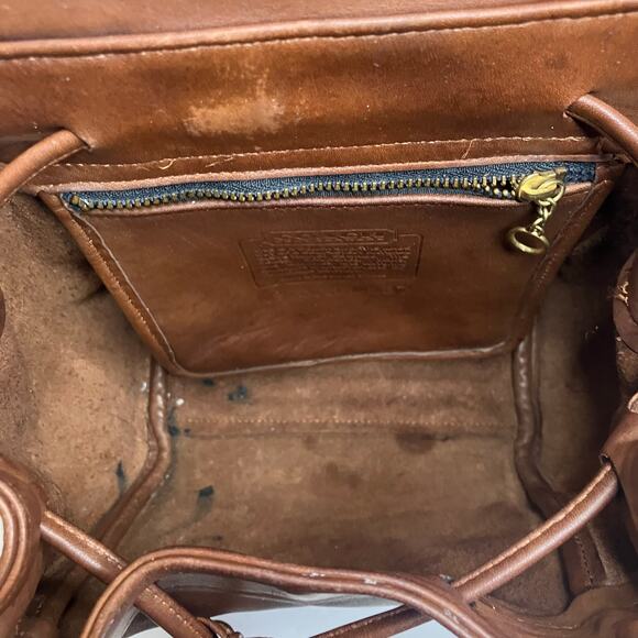 Vintage Coach Flap Drawstring Brown Leather Crossbody - Picture 7 of 11